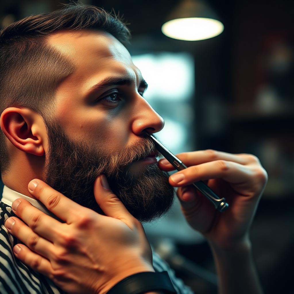 Diseño de barba con navaja